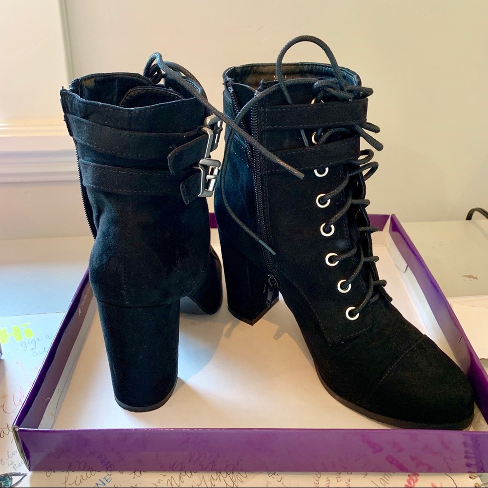 Madden Girl Black Lace Up Boots Size 8